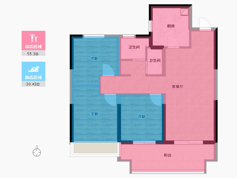 河南省-平顶山市-林溪上苑-76.00-户型库-动静分区