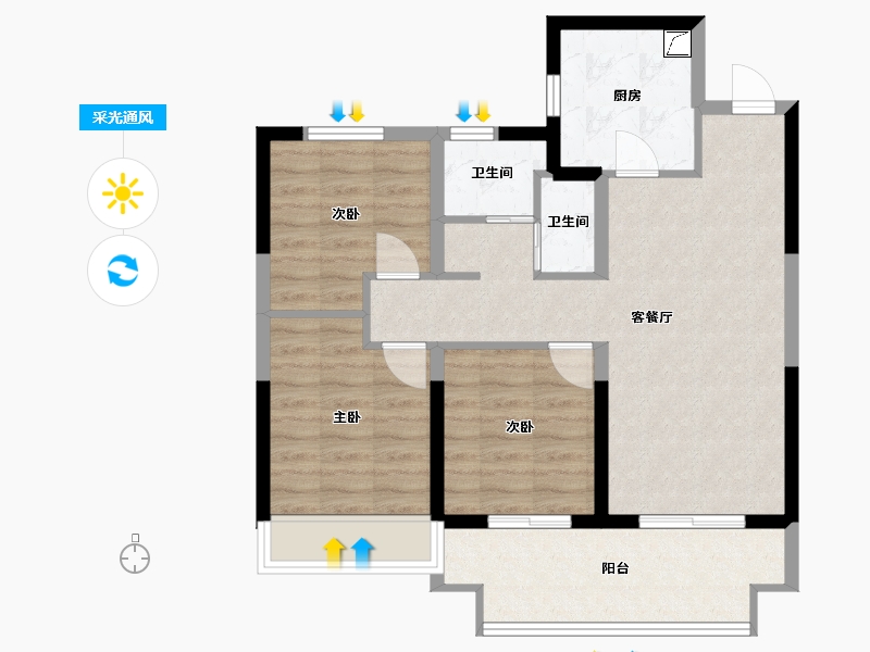 河南省-平顶山市-林溪上苑-76.00-户型库-采光通风