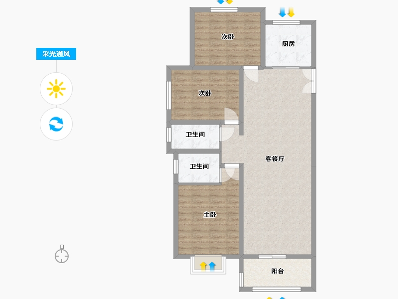 河南省-安阳市-汇富星港湾-105.00-户型库-采光通风