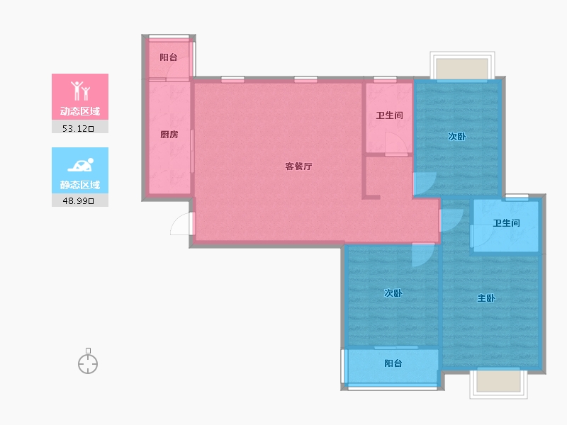 福建省-泉州市-溜石花园二期-98.73-户型库-动静分区