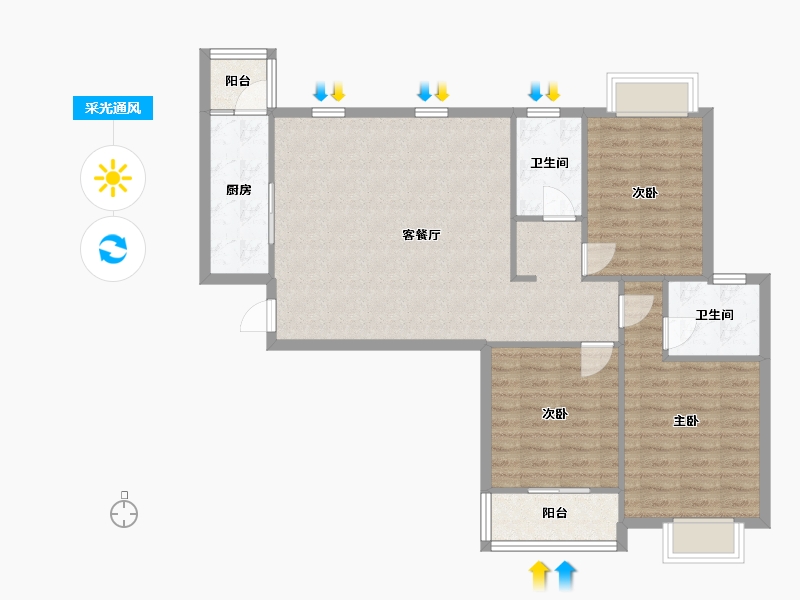 福建省-泉州市-溜石花园二期-98.73-户型库-采光通风