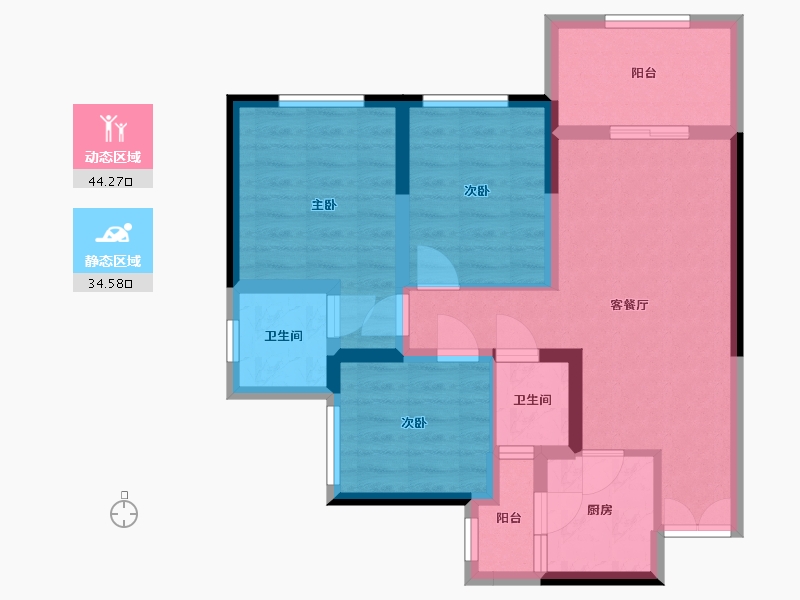 四川省-南充市-鸿升·凯旋天地-80.00-户型库-动静分区