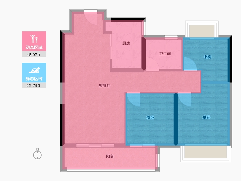 湖北省-武汉市-武汉城建悦享湖璟-66.00-户型库-动静分区