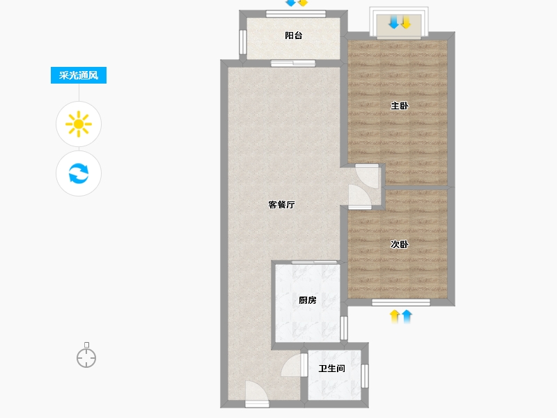 陕西省-西安市-西港碧水湾-76.00-户型库-采光通风