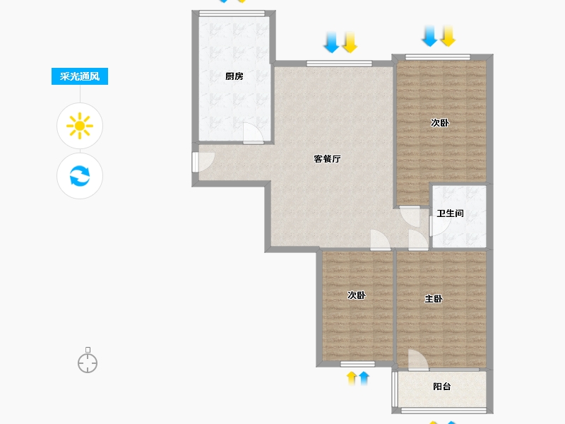 陕西省-西安市-陕西体育馆家属院-125.00-户型库-采光通风