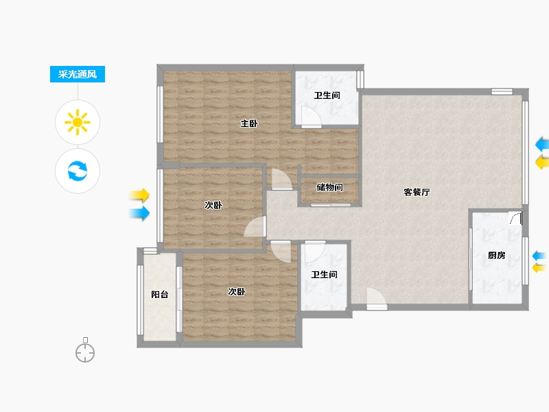 浙江省-温州市-万全镇-120.00-户型库-采光通风