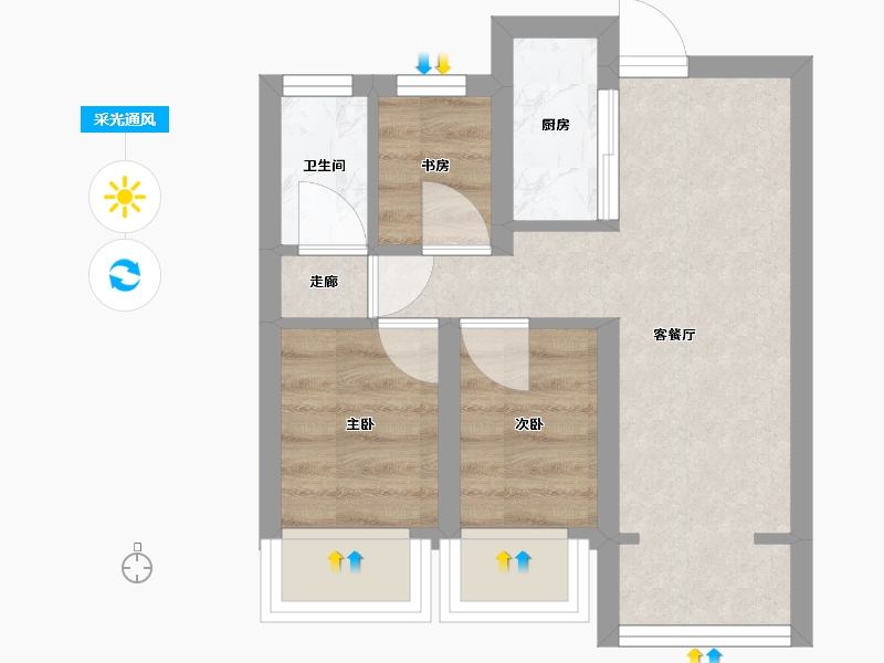 河南省-郑州市-亚星溱水府-77.70-户型库-采光通风