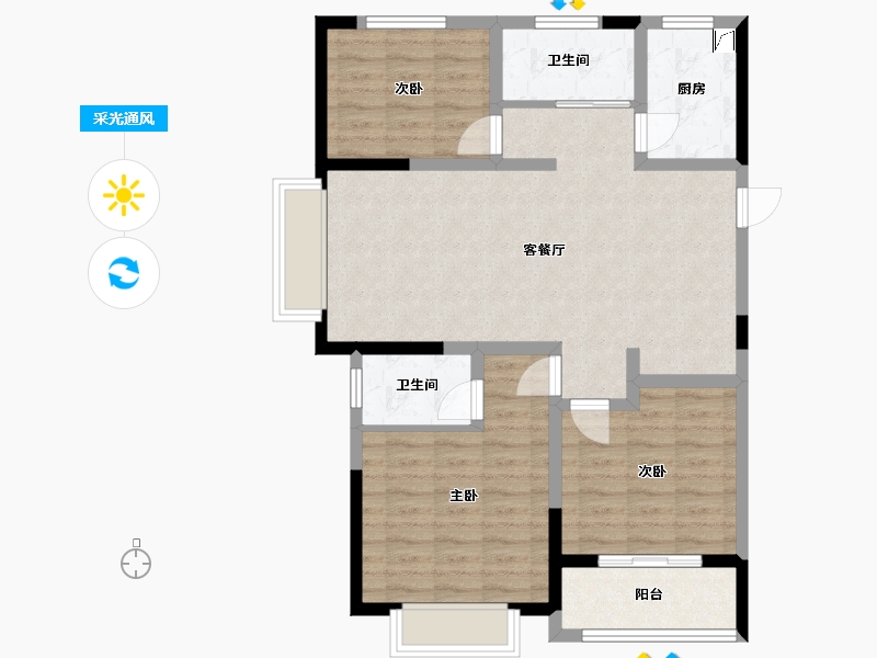 河南省-鹤壁市-星河湾-87.38-户型库-采光通风