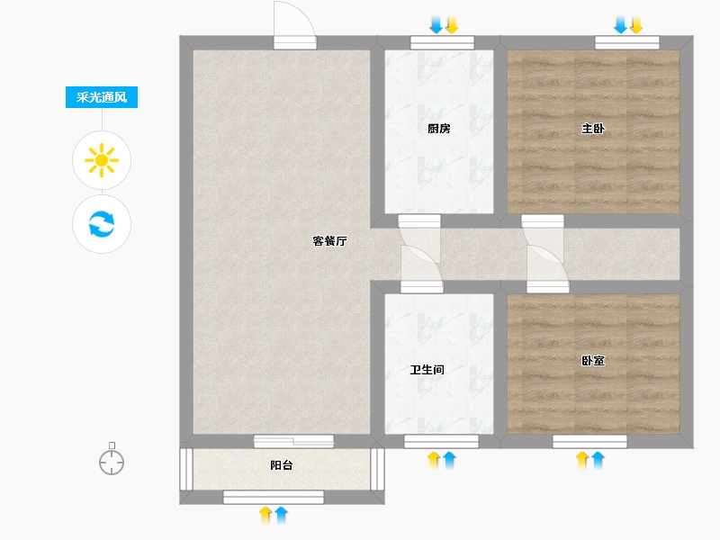 广东省-广州市-岭南花园-63.00-户型库-采光通风