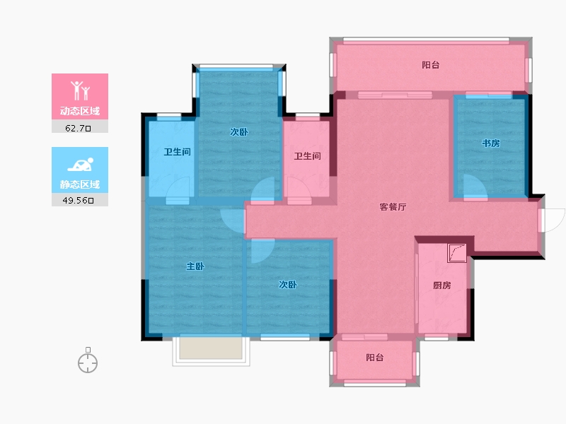 广西壮族自治区-南宁市- 樾湖居-95.00-户型库-动静分区