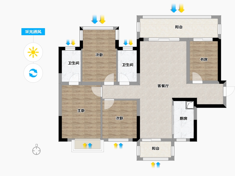 广西壮族自治区-南宁市- 樾湖居-95.00-户型库-采光通风