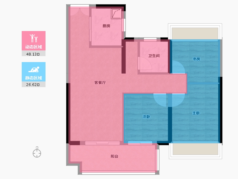 湖北省-荆州市-楚天都市·润园-77.00-户型库-动静分区