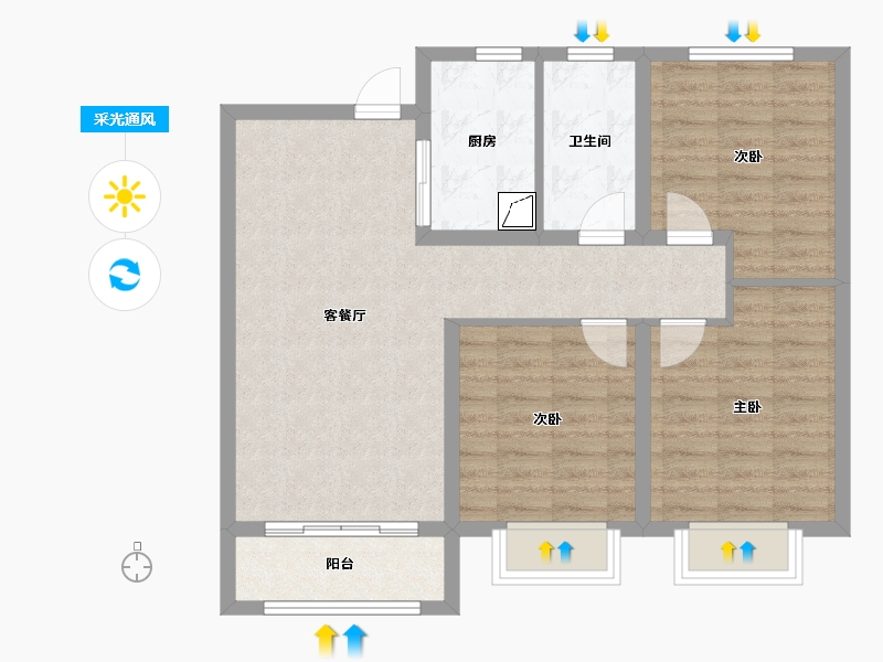 河北省-衡水市-天正和平里-80.00-户型库-采光通风