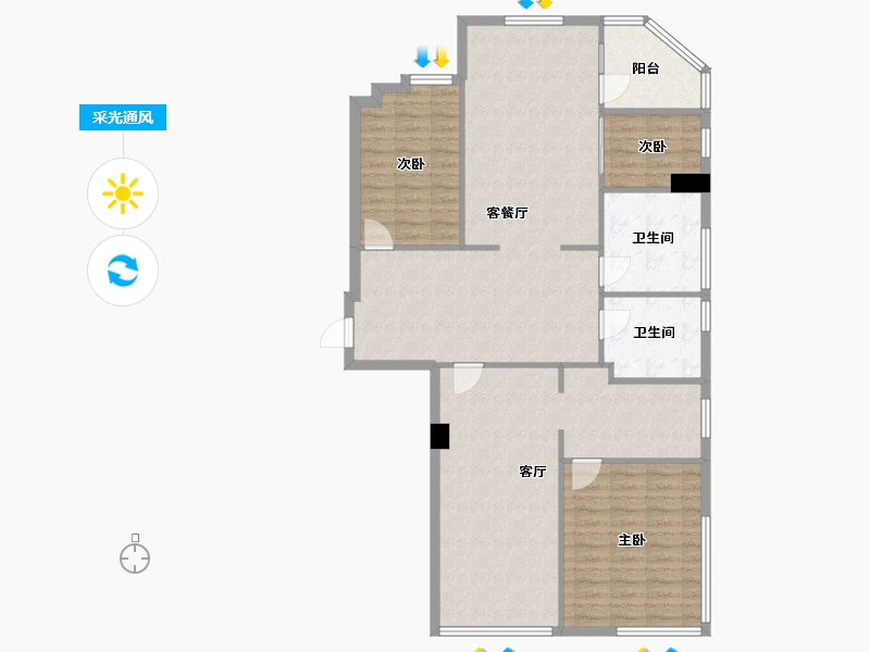 湖北省-武汉市-西斯莱公馆-130.00-户型库-采光通风