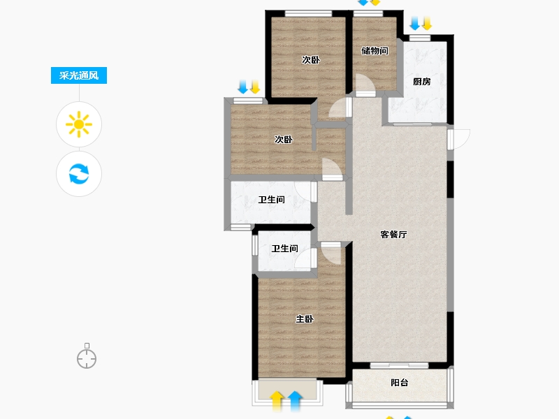 河南省-新乡市-中南府-100.00-户型库-采光通风