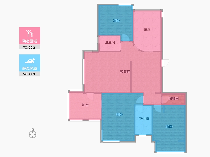 浙江省-杭州市-金色钱塘-南区-116.00-户型库-动静分区