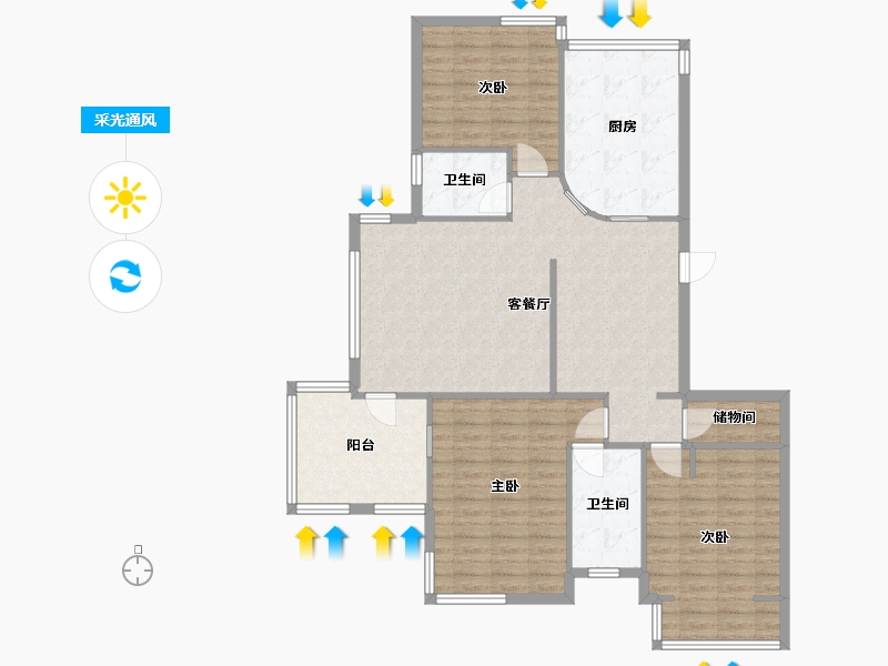 浙江省-杭州市-金色钱塘-南区-116.00-户型库-采光通风