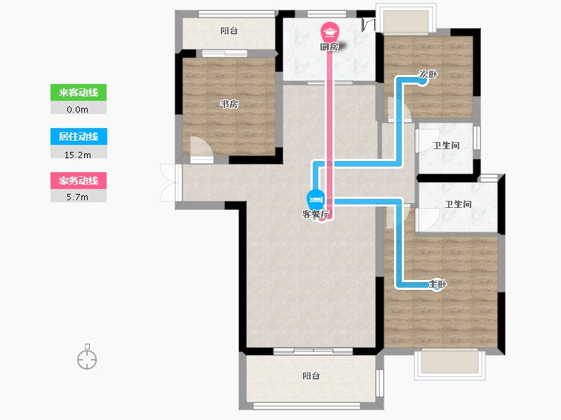 湖北省-咸宁市-雅士林桂府-120.00-户型库-动静线