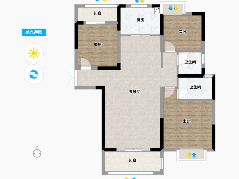 湖北省-咸宁市-雅士林桂府-120.00-户型库-采光通风