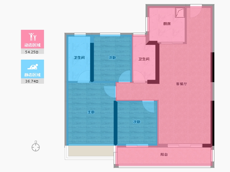 湖北省-黄石市-碧桂园湖悦星辰-82.91-户型库-动静分区