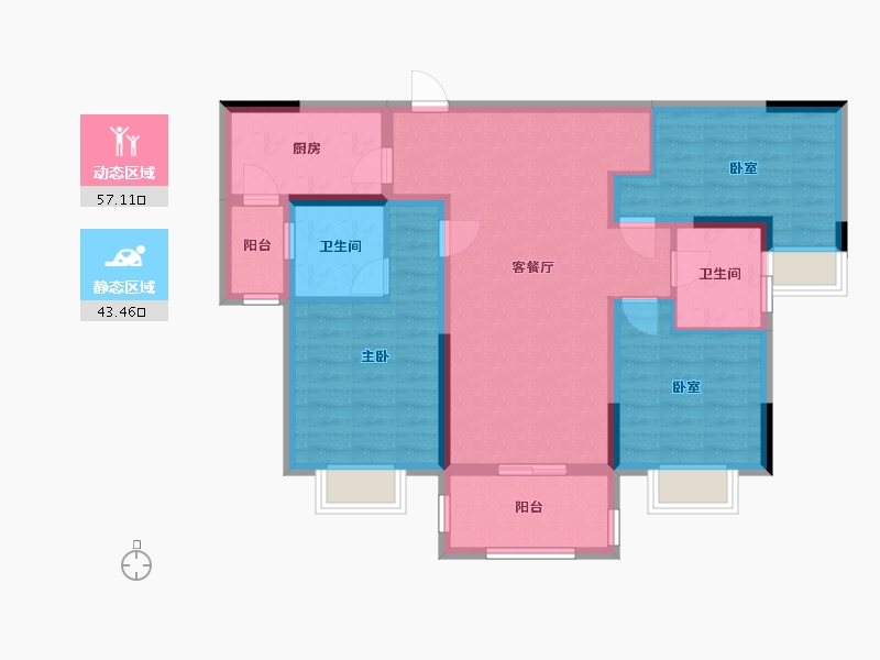 广东省-中山市-合生帝景城-89.85-户型库-动静分区