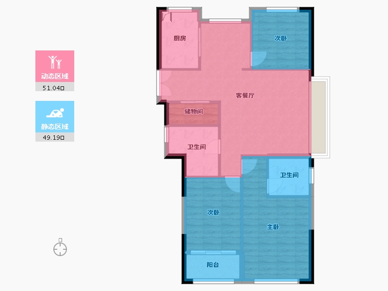 浙江省-温州市-横阳小区-96.00-户型库-动静分区