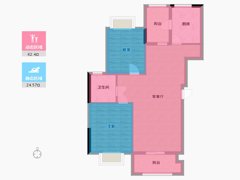 湖北省-武汉市-美联·藏龙甲第-78.70-户型库-动静分区