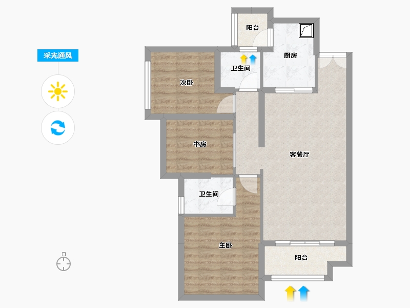 广东省-江门市-岭江一品-85.00-户型库-采光通风