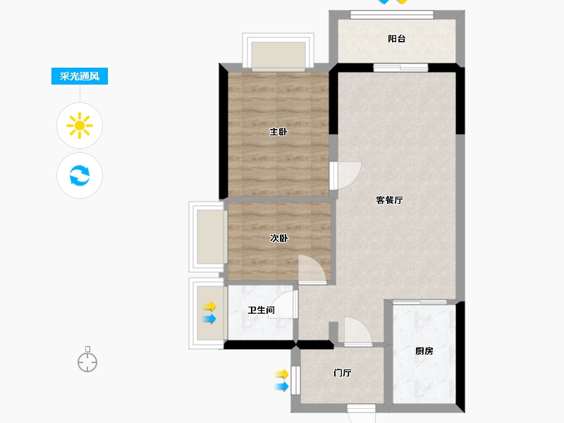 广东省-广州市-富力南驰富颐华庭-62.00-户型库-采光通风