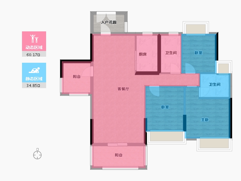 广东省-清远市-中恒花园-86.95-户型库-动静分区