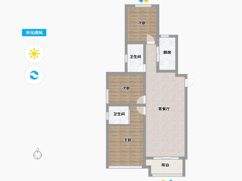 河南省-郑州市-华瑞紫金嘉苑-126.00-户型库-采光通风