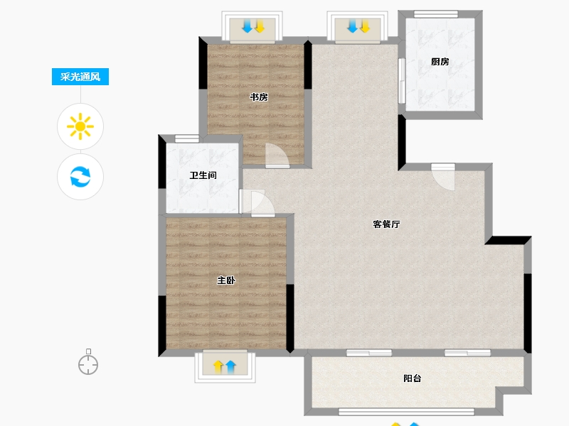 安徽省-宿州市-斌峰一号院-108.28-户型库-采光通风