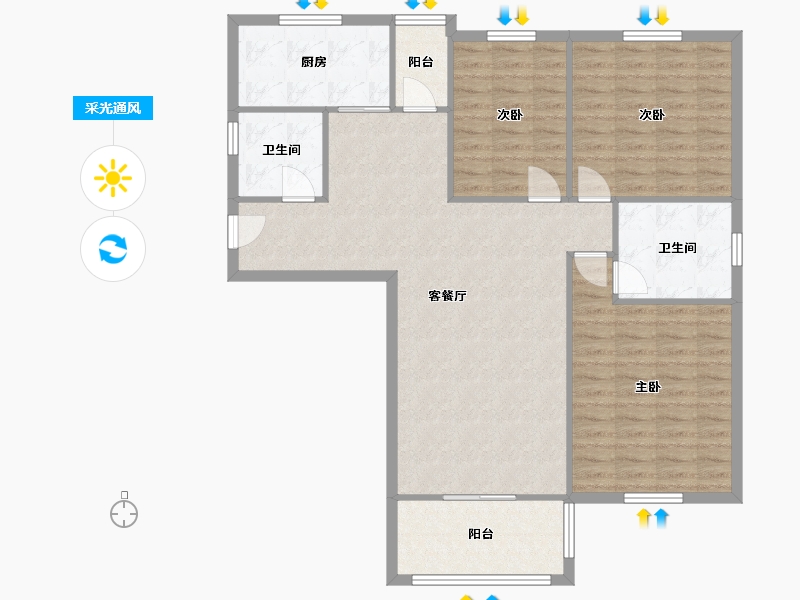 湖北省-武汉市-成园-108.00-户型库-采光通风