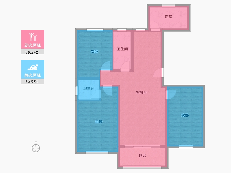 河北省-邢台市-蓝庭观湖-101.00-户型库-动静分区