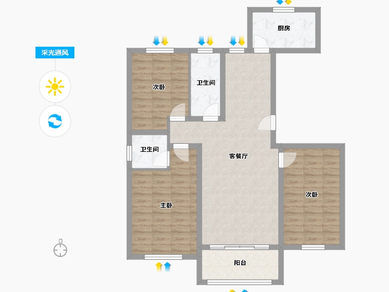 河北省-邢台市-蓝庭观湖-101.00-户型库-采光通风