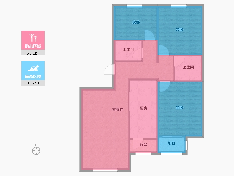 北京-北京市-佟馨家园-B区-83.70-户型库-动静分区