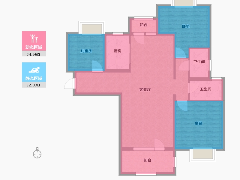 湖北省-武汉市-海伦国际-86.00-户型库-动静分区