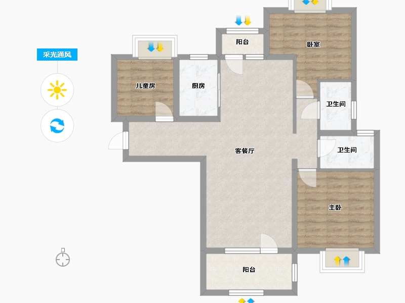 湖北省-武汉市-海伦国际-86.00-户型库-采光通风