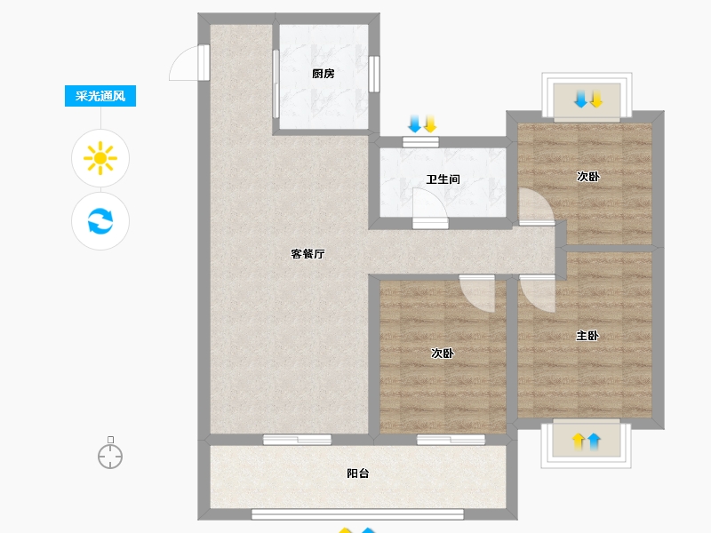 江苏省-苏州市-都会上品花园-77.00-户型库-采光通风