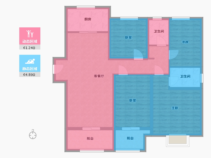 江苏省-徐州市-秀水华庭-129.62-户型库-动静分区