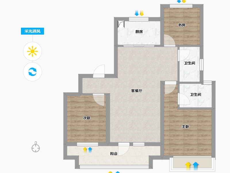 山东省-青岛市-西海岸·创新科技城-78.00-户型库-采光通风