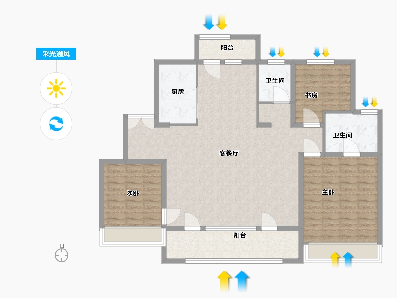 山东省-威海市-金地华发·峯范-128.00-户型库-采光通风