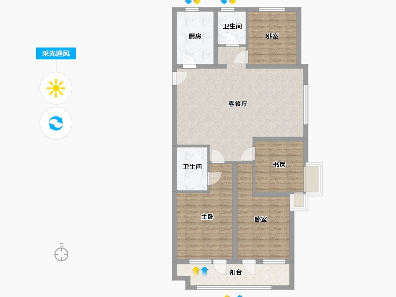 山东省-枣庄市-青啤榴芳郡-112.60-户型库-采光通风