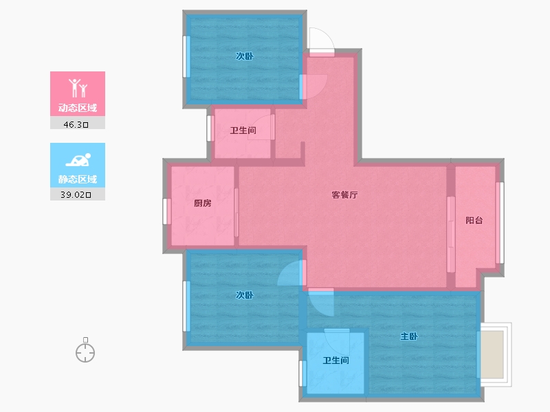 陕西省-西安市-三迪·曲江香颂枫丹-80.00-户型库-动静分区