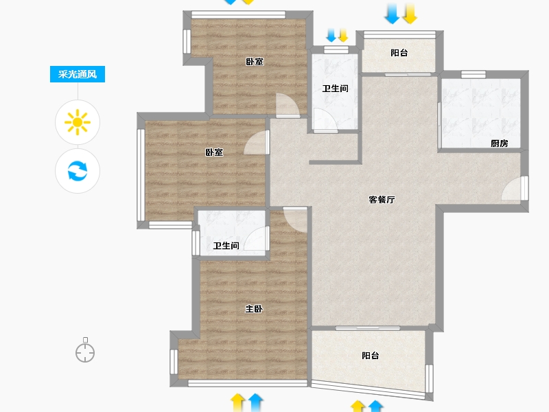 广东省-珠海市-华发国际海岸·万澳郡-92.00-户型库-采光通风