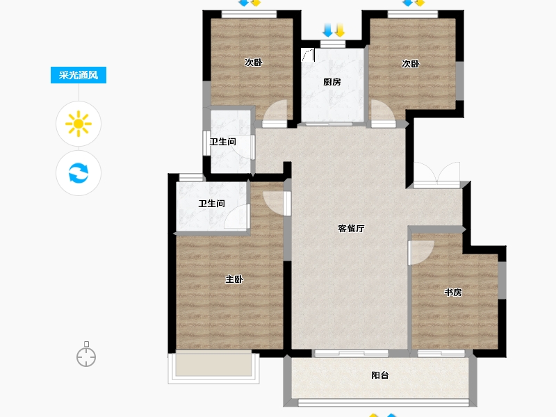 江苏省-徐州市-金泰悦城-120.00-户型库-采光通风