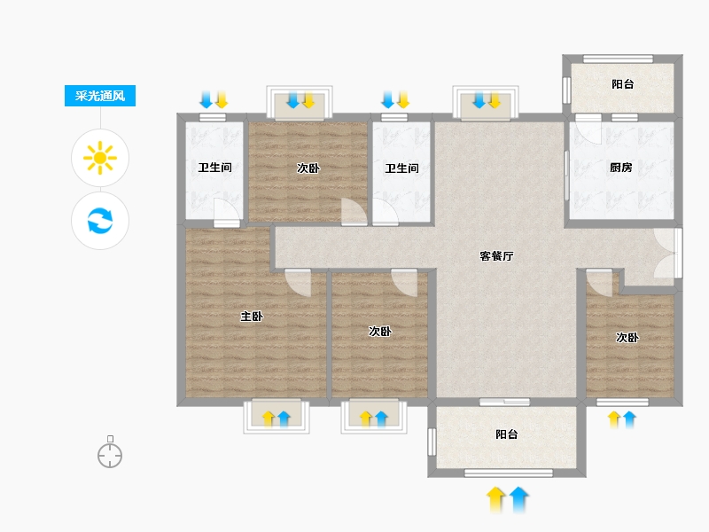 广东省-佛山市-越秀星汇瀚府-129.00-户型库-采光通风