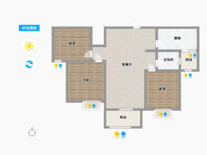 山东省-潍坊市-鲁商·玺悦府-90.00-户型库-采光通风