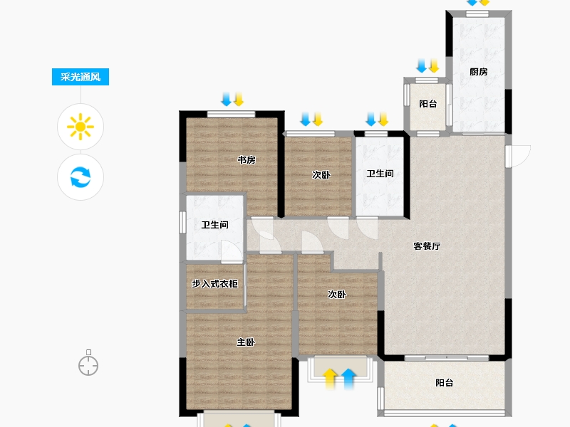 江苏省-泰州市-恒大悦府-136.49-户型库-采光通风