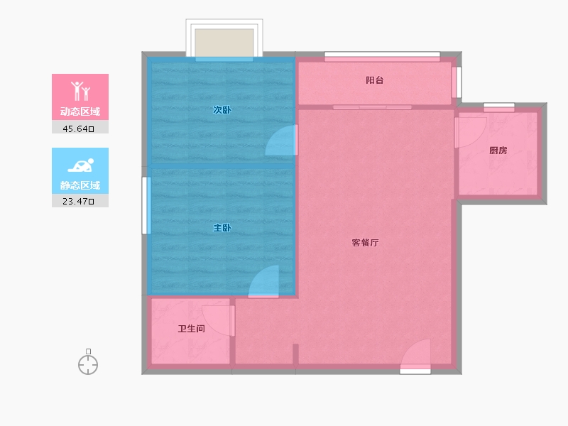 陕西省-西安市-宏府鹍翔九天-65.00-户型库-动静分区